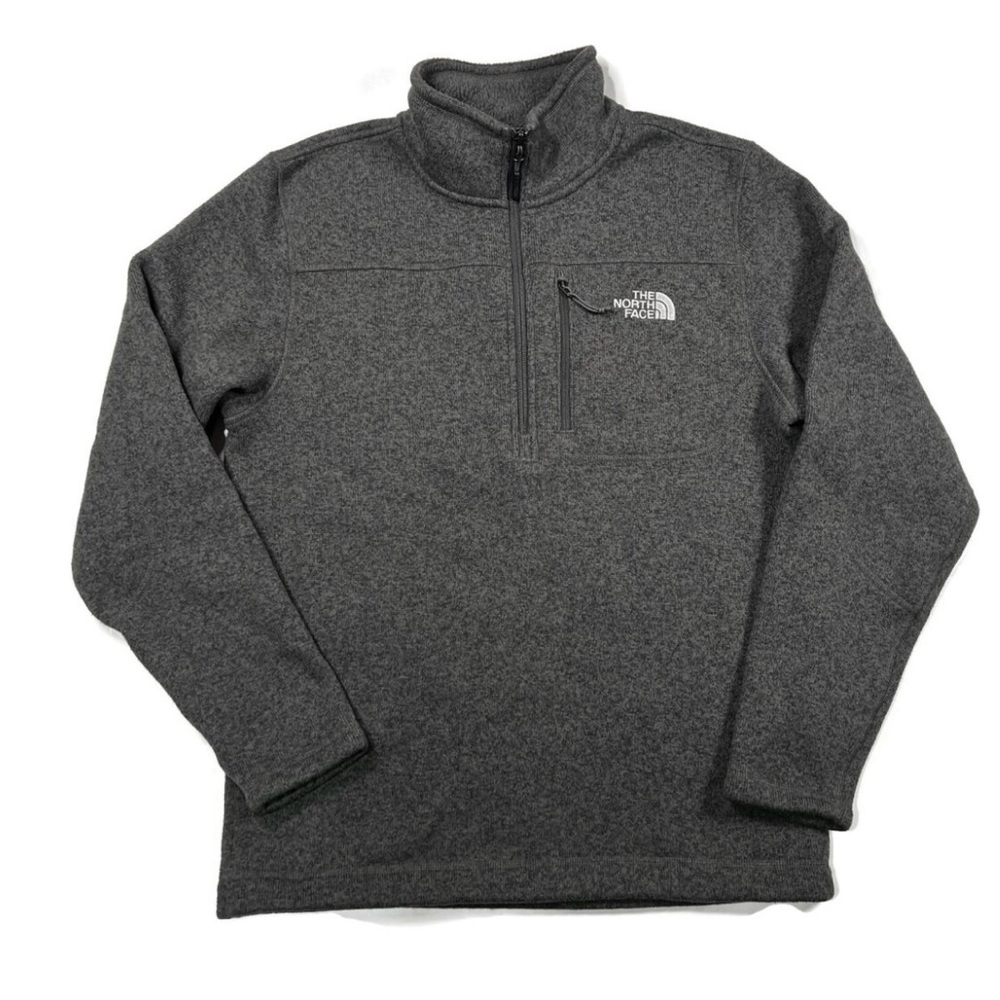 The North Face gray Men’s 1/4 zip Fleece Pullover Sweater Sz L